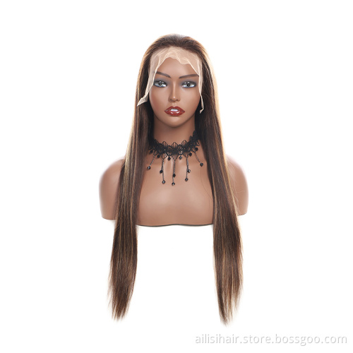 Best Quality HD Lace Front Raw Human Hair Wig Wholesale Vendor Silky Straight  Lace Frontal Wig For Black Women